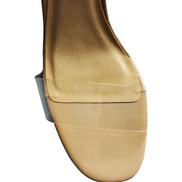 Laundry List Women's Clear Wide Single Strap Block Heels Sandals Nude Size 11M - Picture 5 of 11